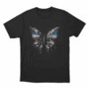 American Flag Butterfly Unisex T Shirt Black