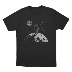 Astronaut On The Moon Print Unisex T Shirt Black