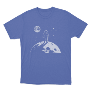Astronaut On The Moon Print Unisex T Shirt Blue