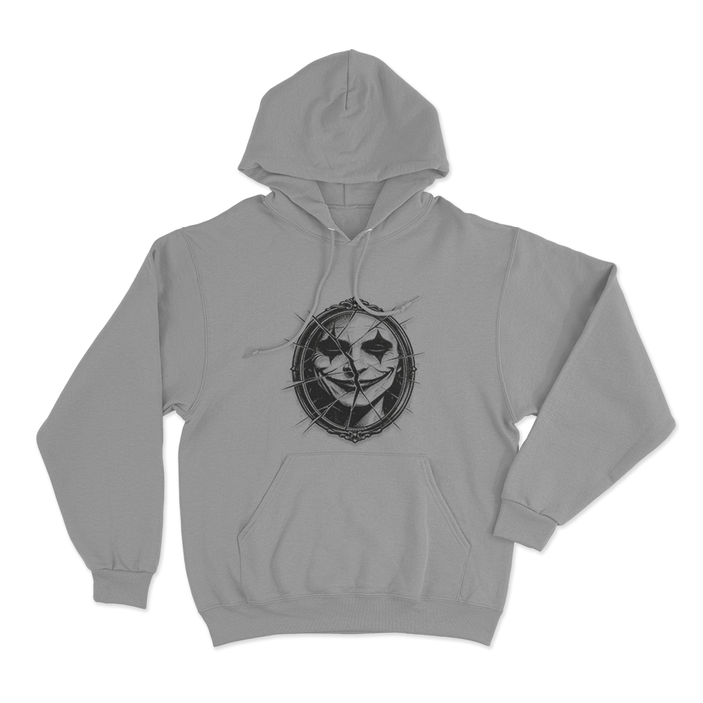 Broken Mirror Joker Unisex Hoodie Grey Broken Mirror Joker Unisex Hoodie Grey