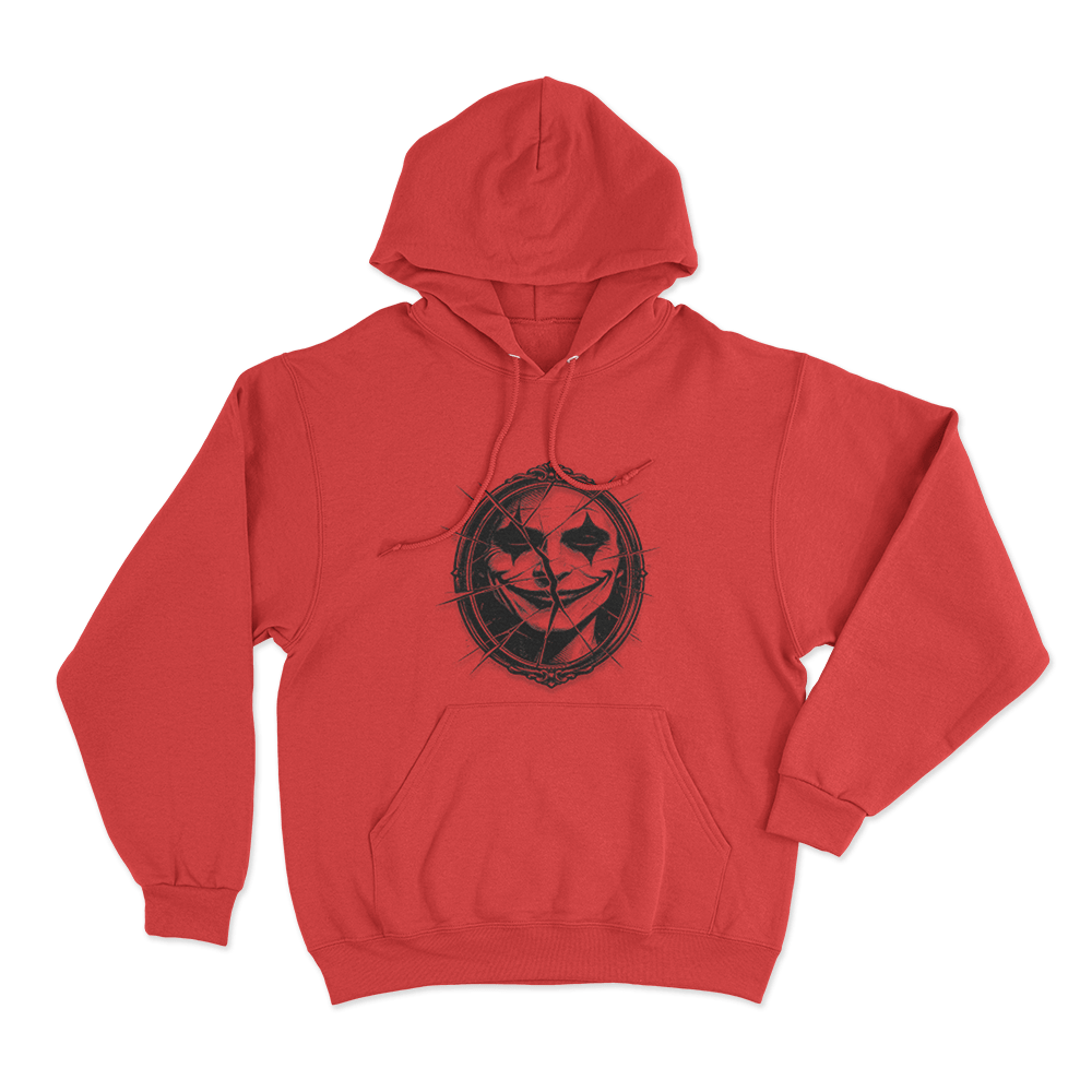 Broken Mirror Joker Unisex Hoodie Red Broken Mirror Joker Unisex Hoodie Red