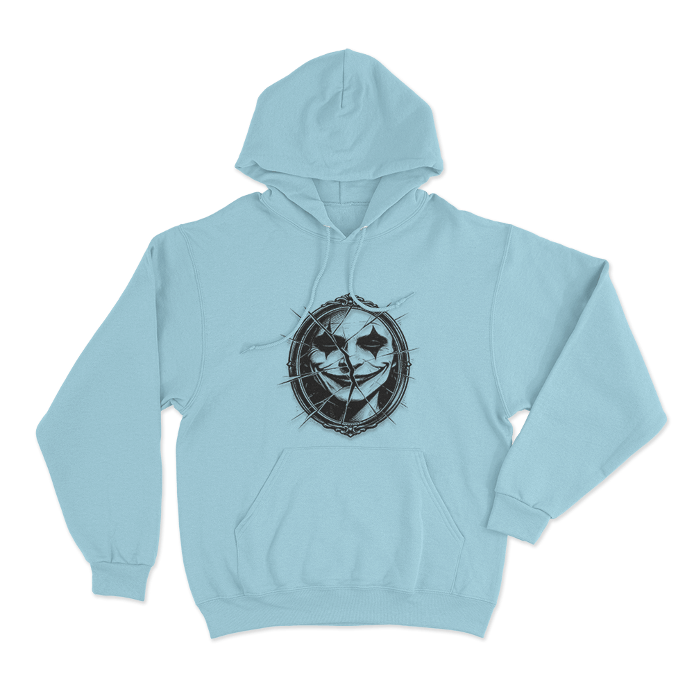 Broken Mirror Joker Unisex Hoodie Sky Blue Broken Mirror Joker Unisex Hoodie Sky Blue