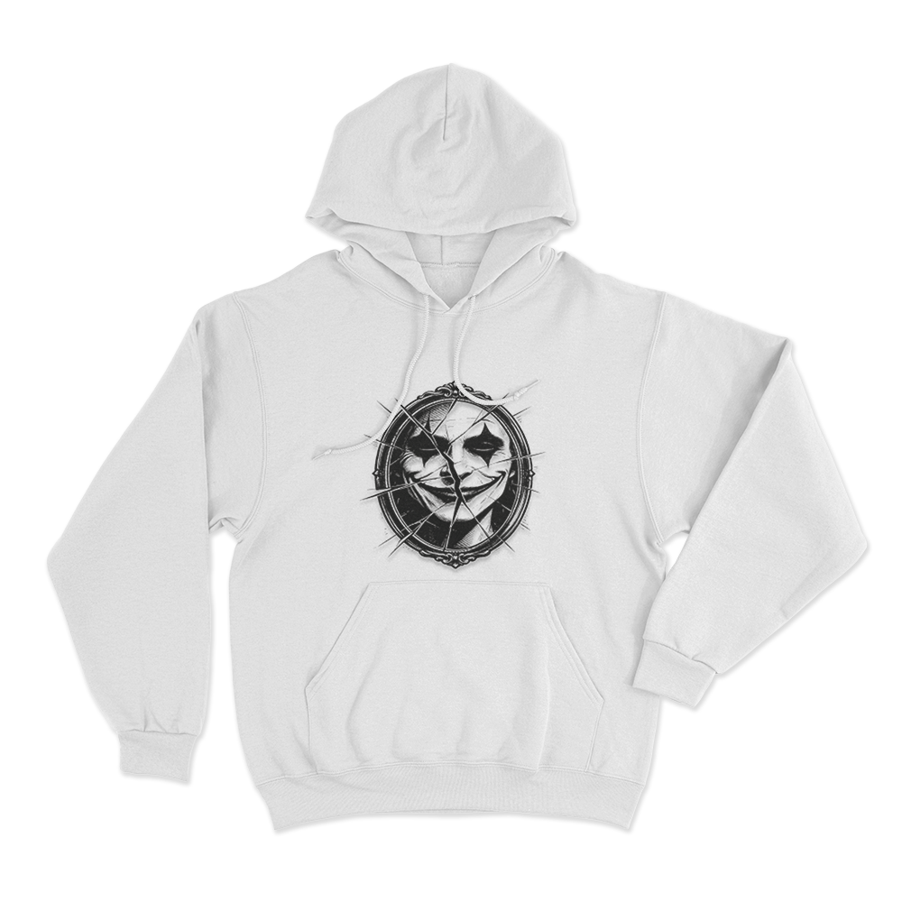 Broken Mirror Joker Unisex Hoodie White Broken Mirror Joker Unisex Hoodie White