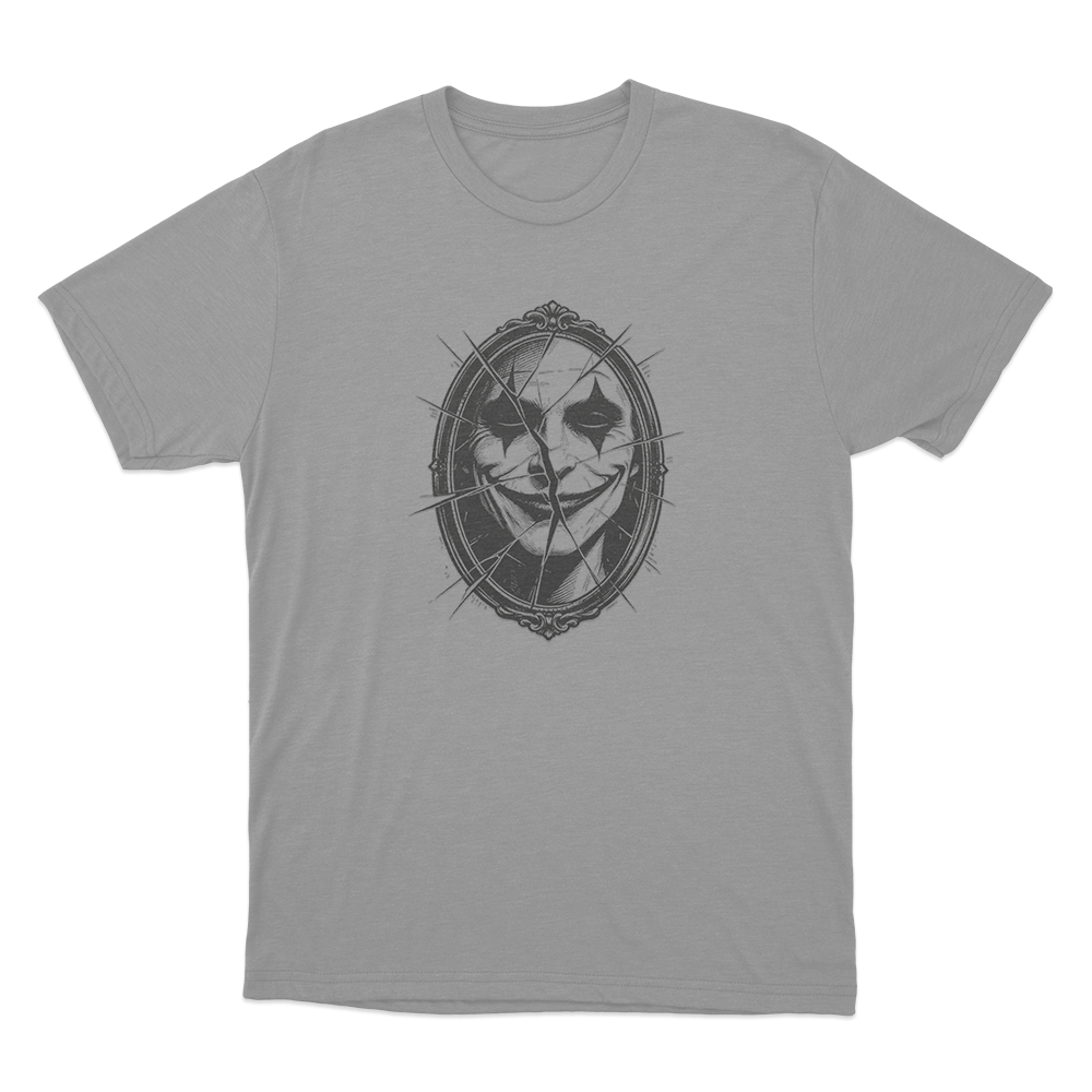 Broken Mirror Joker Unisex T Shirt Grey Broken Mirror Joker Unisex T Shirt Grey