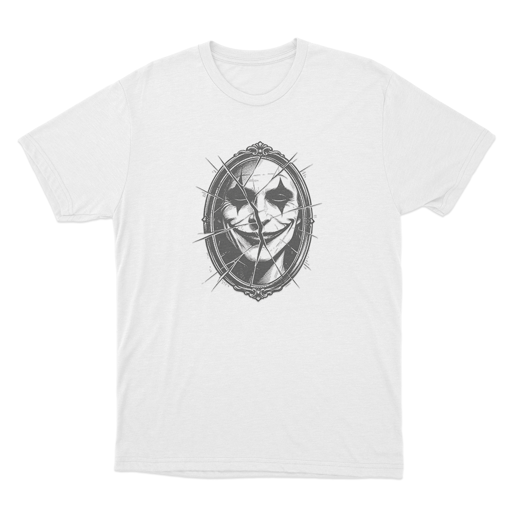 Broken Mirror Joker Unisex T Shirt White Broken Mirror Joker Unisex T Shirt White