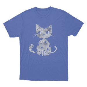 Grunge Cat Silhouette Unisex T Shirt Blue