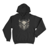 Horned Skull With Blood Splatter Print Unisex Hoodie Black