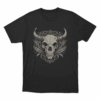 Horned Skull With Blood Splatter Print Unisex T Shirt Black