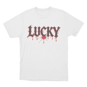 Lucky Blood Gothic Print Unisex T Shirt White