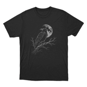 Moon Raven Silhouette Unisex T Shirt Black