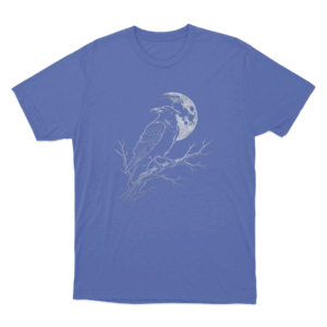 Moon Raven Silhouette Unisex T Shirt Blue