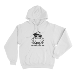 No Hate Just Hat Frog Unisex Hoodie White