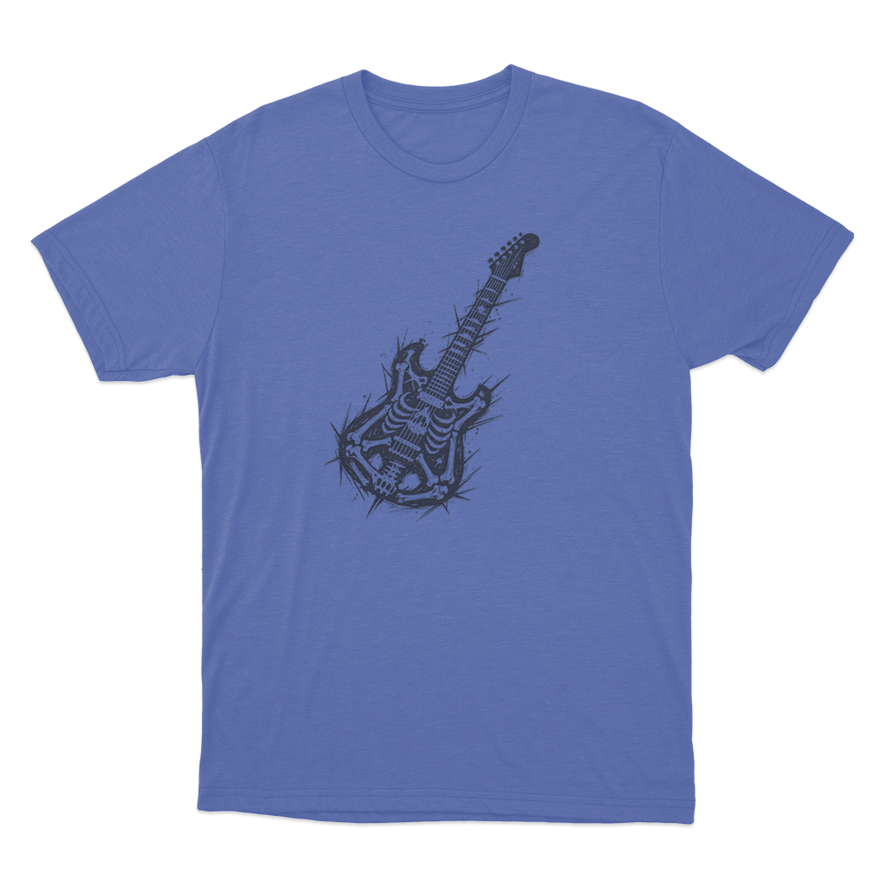 Skeleton Electric Guitar Unisex T Shirt Blue Skeleton Electric Guitar Unisex T Shirt Blue