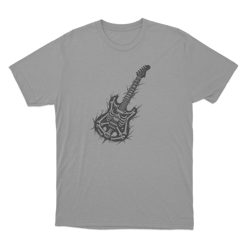 Skeleton Electric Guitar Unisex T Shirt Grey Skeleton Electric Guitar Unisex T Shirt Grey
