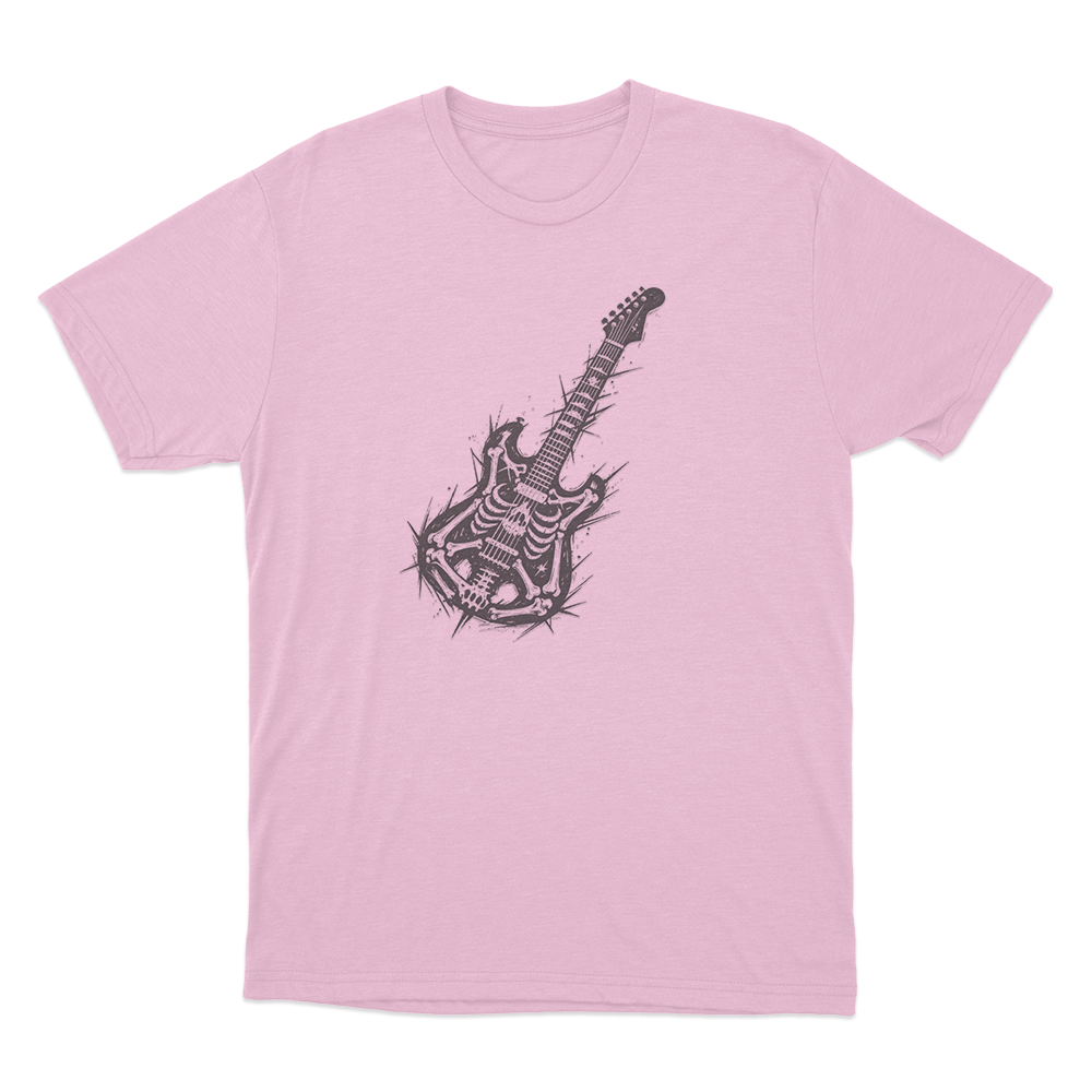Skeleton Electric Guitar Unisex T Shirt Pink Skeleton Electric Guitar Unisex T Shirt Pink