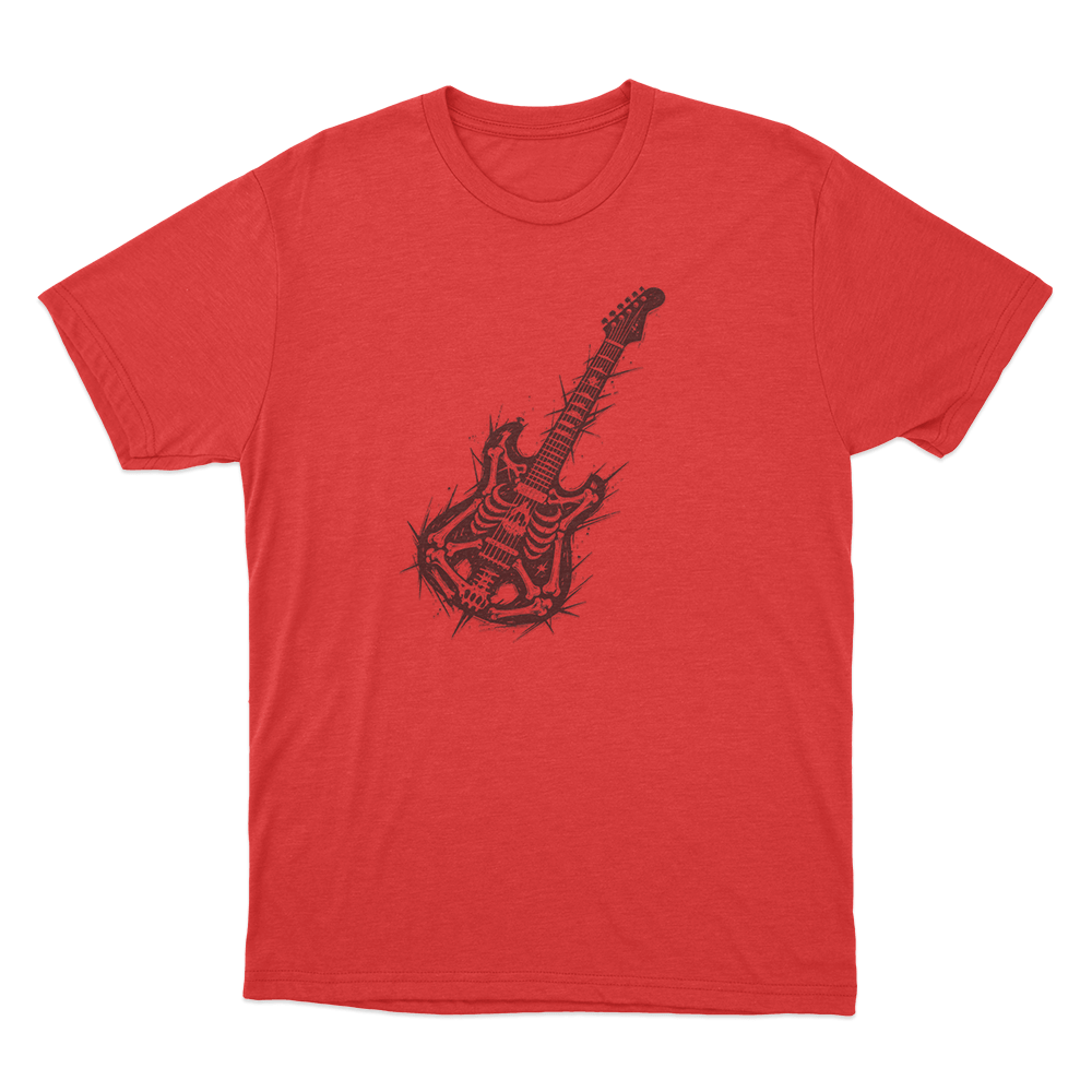 Skeleton Electric Guitar Unisex T Shirt Red Skeleton Electric Guitar Unisex T Shirt Red