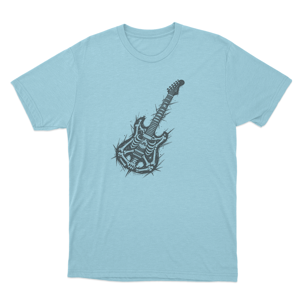 Skeleton Electric Guitar Unisex T Shirt Sky Blue Skeleton Electric Guitar Unisex T Shirt Sky Blue