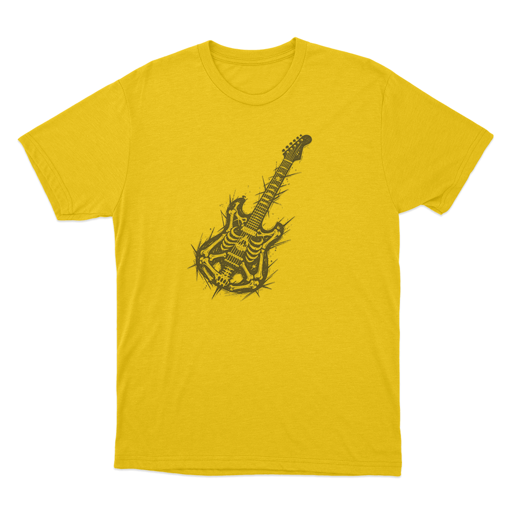 Skeleton Electric Guitar Unisex T Shirt Yellow Skeleton Electric Guitar Unisex T Shirt Yellow