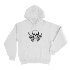 Skull With Middle Fingers Unisex Hoodie White
