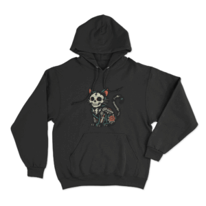 Tattooed Skeleton Cat Unisex Hoodie Black