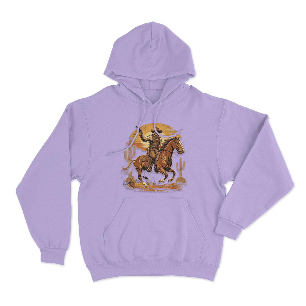 Vintage Cowboy Riding Horse Print Unisex Hoodie Purple Vintage Cowboy Riding Horse Print Unisex Hoodie Purple