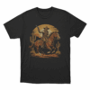Vintage Cowboy Riding Horse Print Unisex T Shirt Black