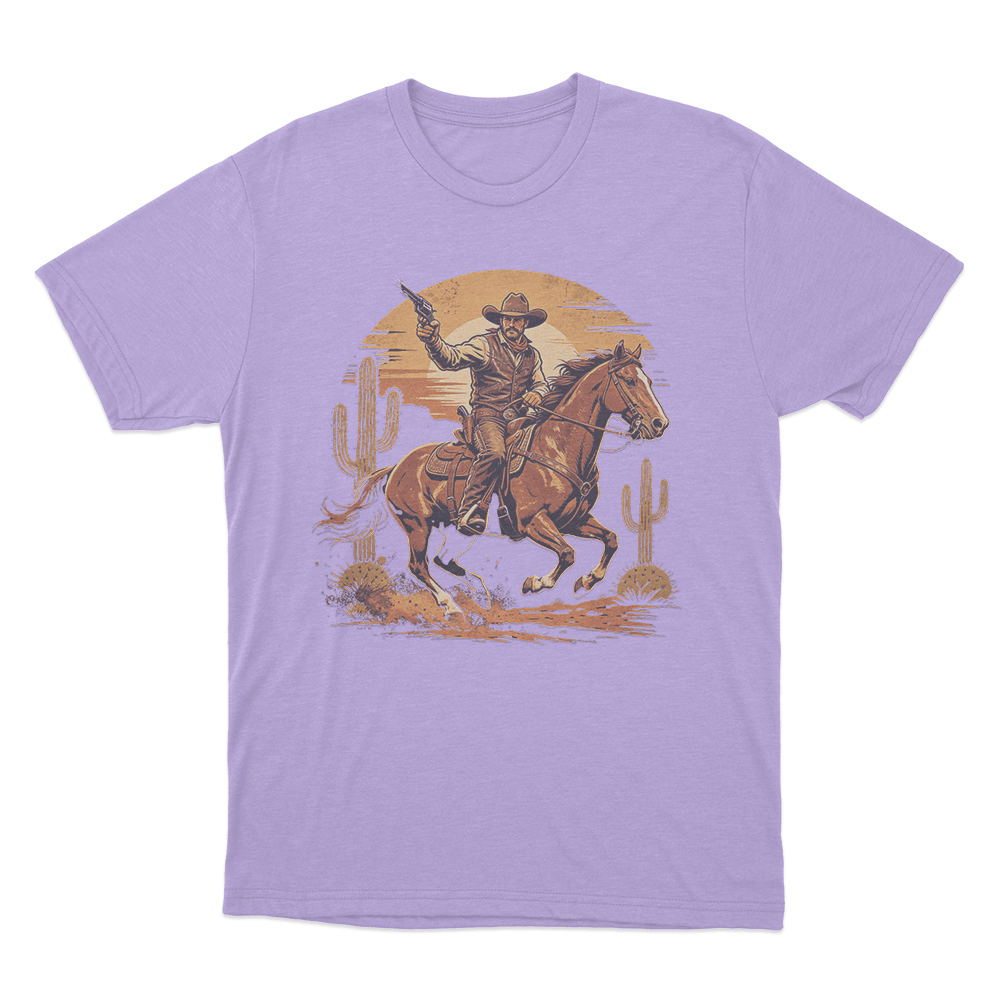 Vintage Cowboy Riding Horse Print Unisex T Shirt Purple Vintage Cowboy Riding Horse Print Unisex T Shirt Purple