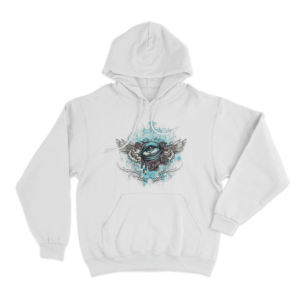 Winged Eye And Roses Tattoo Print Unisex Hoodie White