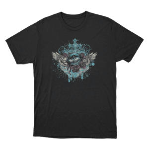 Winged Eye And Roses Tattoo Print Unisex T Shirt Black