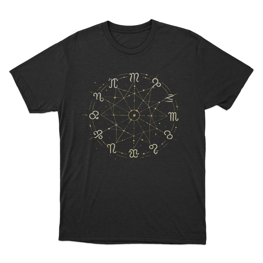 Zodiac Wheel Chart Unisex T Shirt Black Zodiac Wheel Chart Unisex T Shirt Black