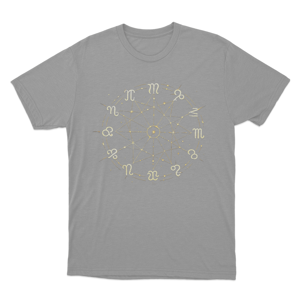 Zodiac Wheel Chart Unisex T Shirt Grey Zodiac Wheel Chart Unisex T Shirt Grey