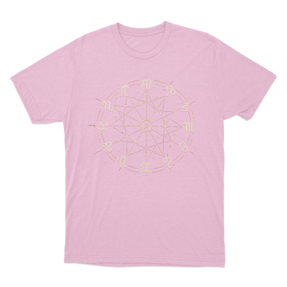 Zodiac Wheel Chart Unisex T Shirt Pink Zodiac Wheel Chart Unisex T Shirt Pink