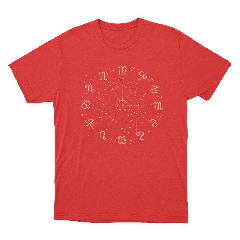 Zodiac Wheel Chart Unisex T Shirt Red Zodiac Wheel Chart Unisex T Shirt Red