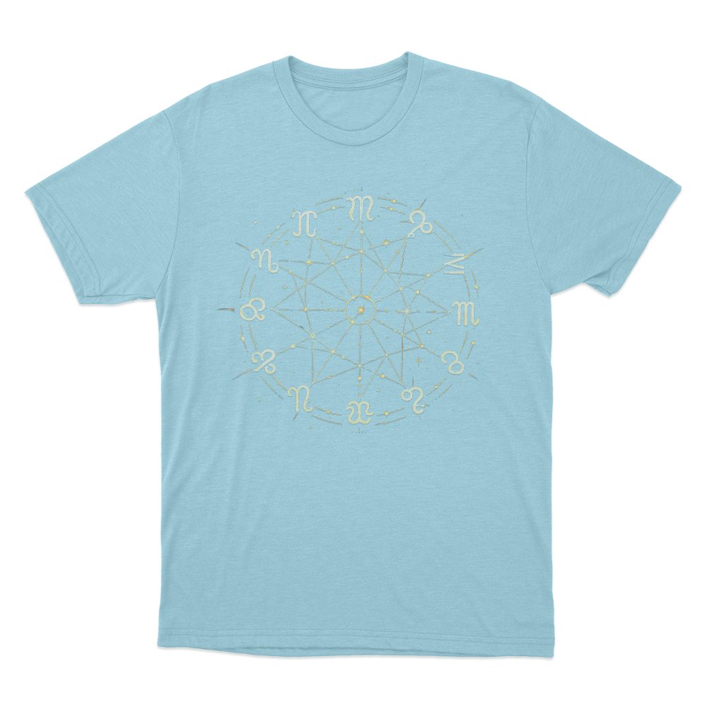 Zodiac Wheel Chart Unisex T Shirt Sky Blue Zodiac Wheel Chart Unisex T Shirt Sky Blue