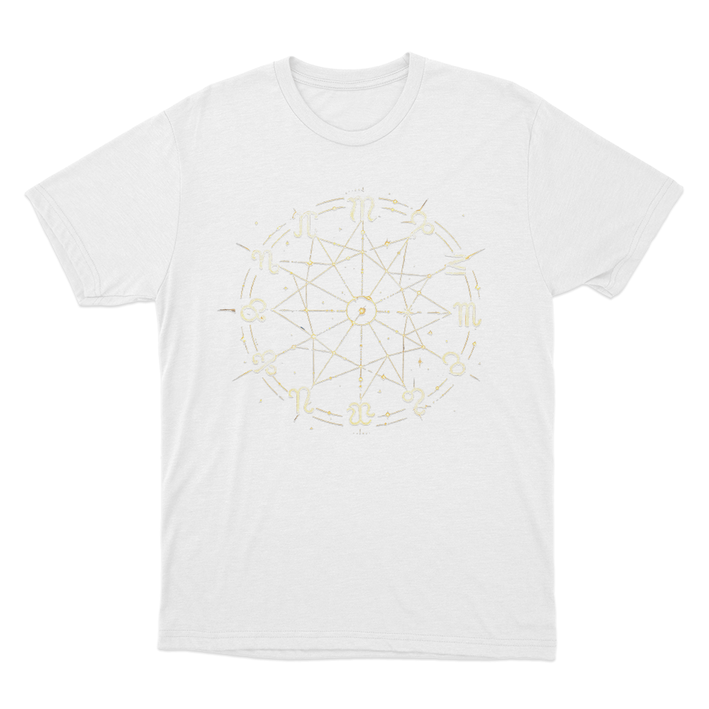 Zodiac Wheel Chart Unisex T Shirt White Zodiac Wheel Chart Unisex T Shirt White