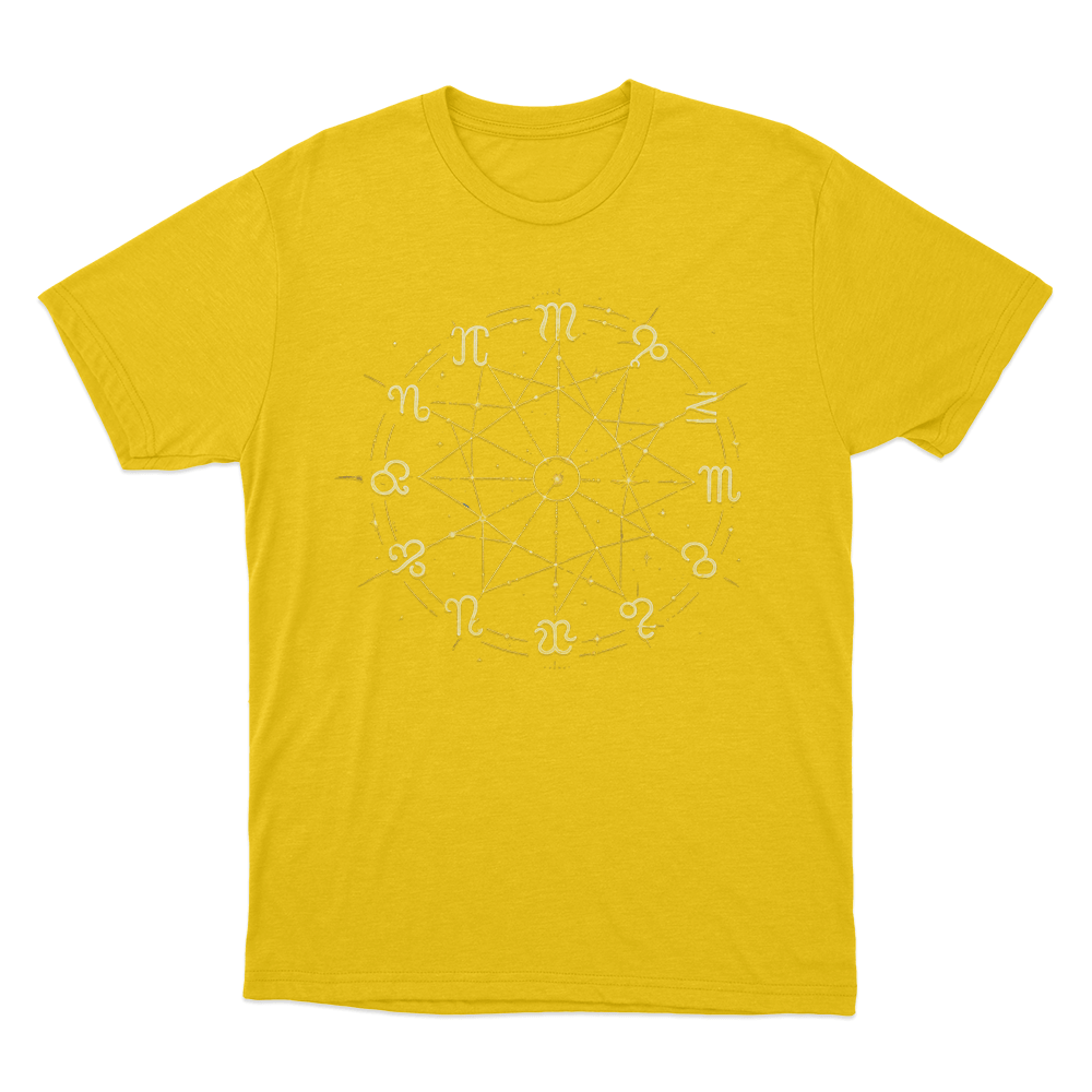 Zodiac Wheel Chart Unisex T Shirt Yellow Zodiac Wheel Chart Unisex T Shirt Yellow